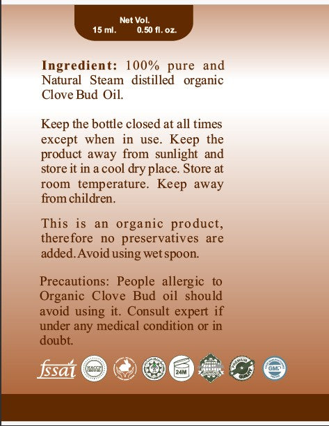Clove Bud Oil Organic 15ml – warming essential oil for oral care and aromatherapy