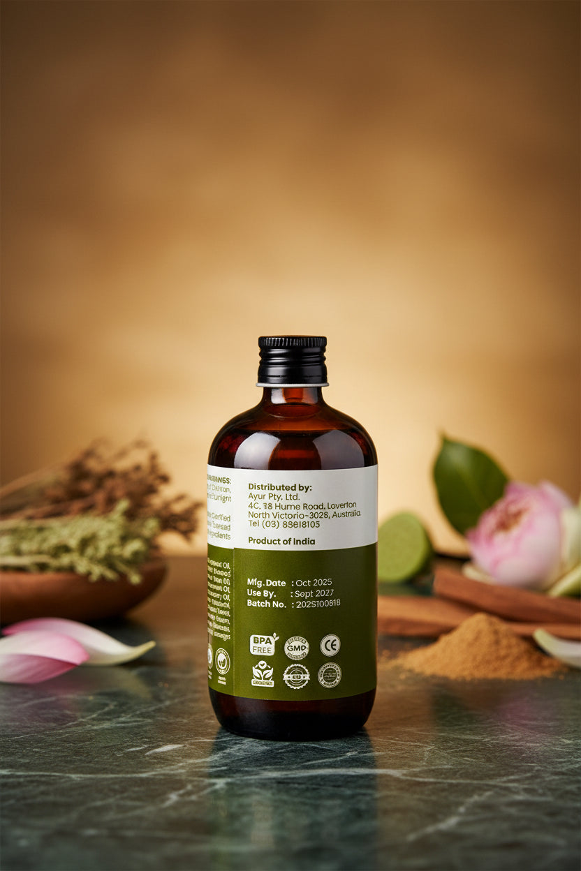 Organic Head Massage Oil 250ml Glass Bottle