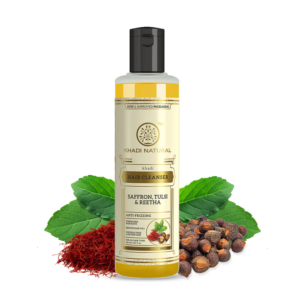 Saffron Tulsi Reetha Cleanser – brightening herbal cleanser for soft, glowing hair