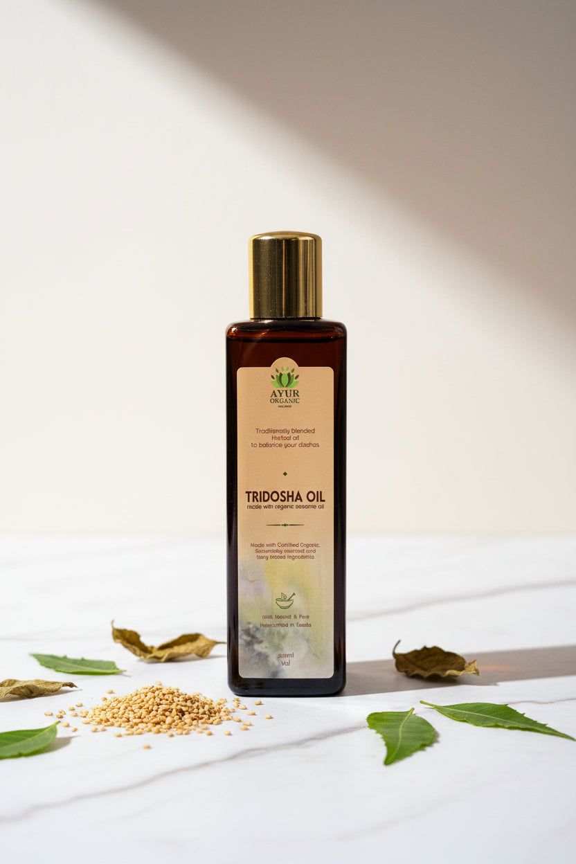 Tridoshika Oil Organic 200ml – balancing Ayurvedic massage oil for all doshas