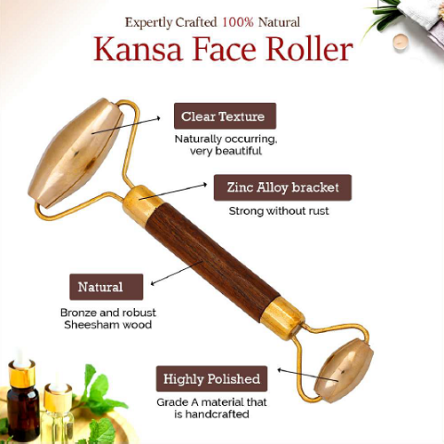 Kansa Face Roller Bronze – Ayurvedic bronze face roller for skin rejuvenation