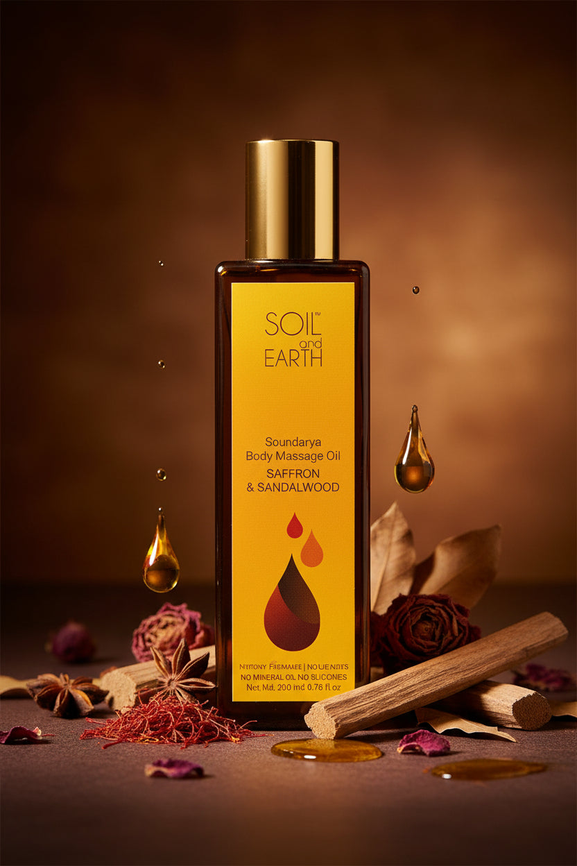 Sandalwood Saffron Oil – luxurious Ayurvedic oil for radiance and skin rejuvenation