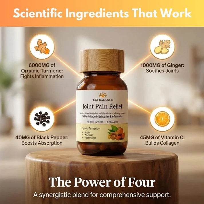 Joint Pain Relief -Organic Turmeric, Black Pepper, Ginger, Vitamin C