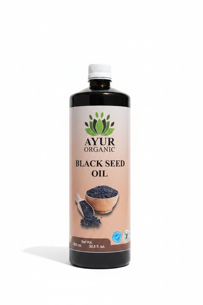 Ayur Organic Black Seed Oil – 1 litre - Cold Pressed Nigella Sativa Oil for Immunity and Inflammation.