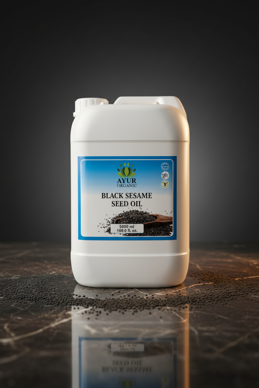 Ayur Organic Black Sesame Oil – 5 litres -Certified Organic Ayurvedic Oil for Scalp and Joint Care.