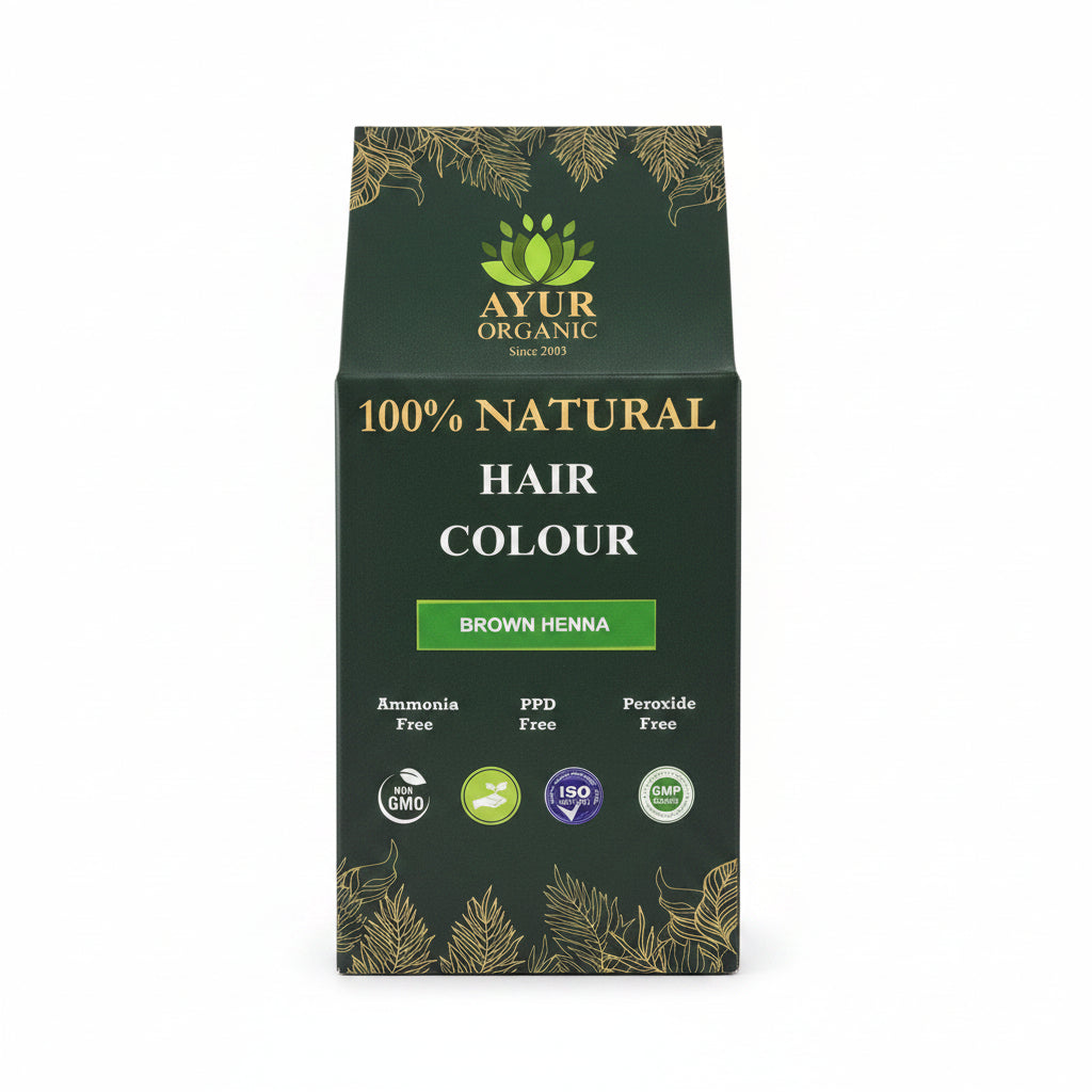 Natural Henna Hair Colour Brown – Chemical Free Herbal Hair Dye | Ayur Organic