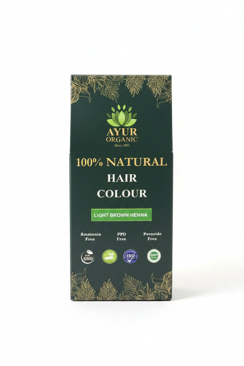 Natural Henna Hair Colour Light Brown – Organic Herbal Hair Dye | Ayur Organic