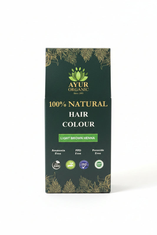 Natural Henna Hair Colour Light Brown – Organic Herbal Hair Dye | Ayur Organic