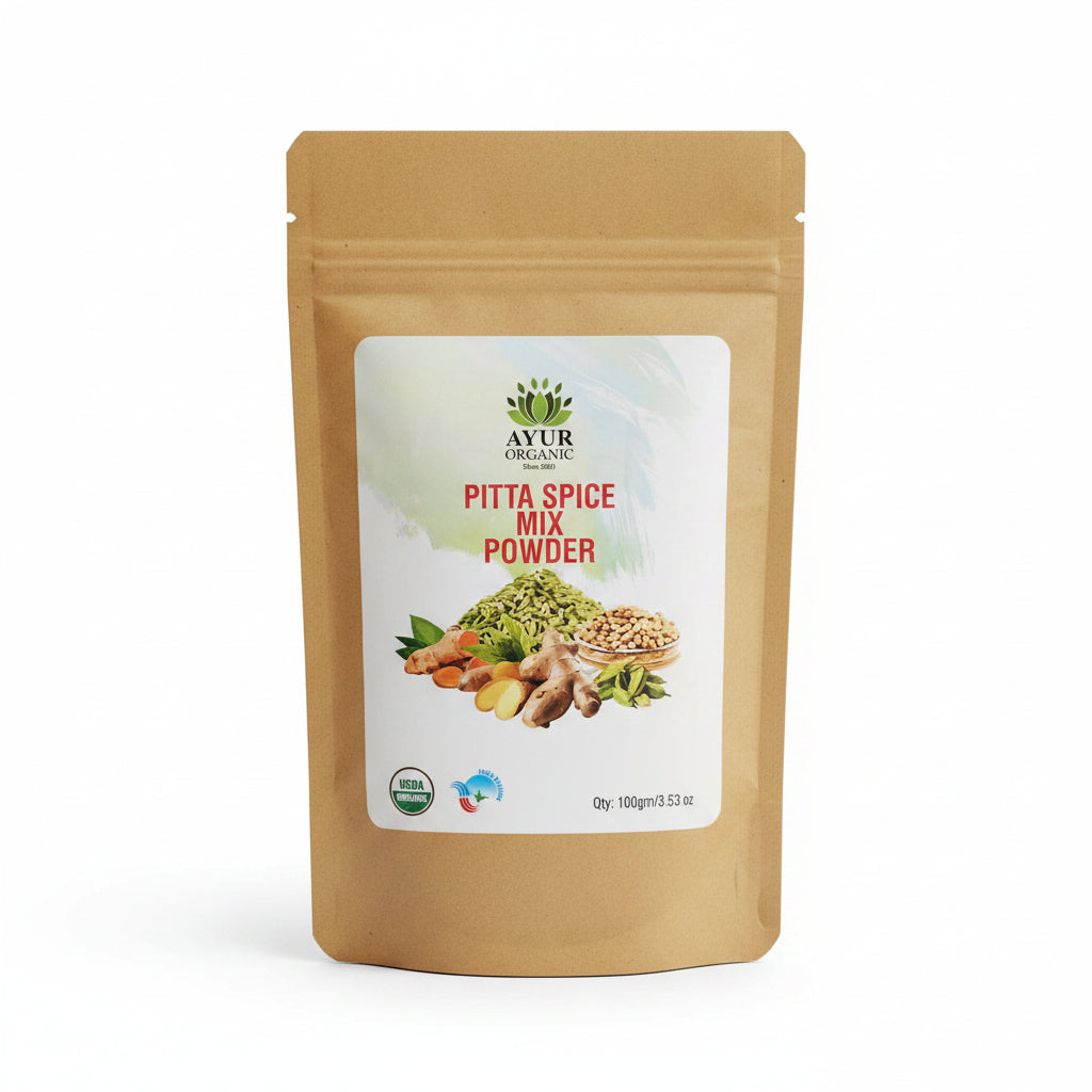 Spice mix package on a dark surface