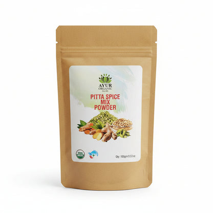 Spice mix package on a dark surface