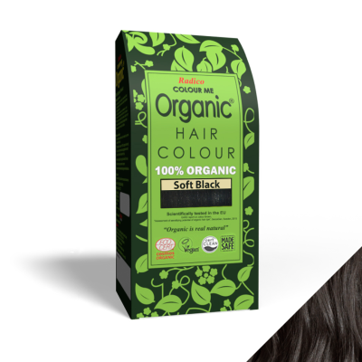 Radico Organic Hair Colour products displayed with natural ingredients like henna leaves, amla, and herbs, highlighting their organic, chemical-free formulation for vibrant and healthy hair.