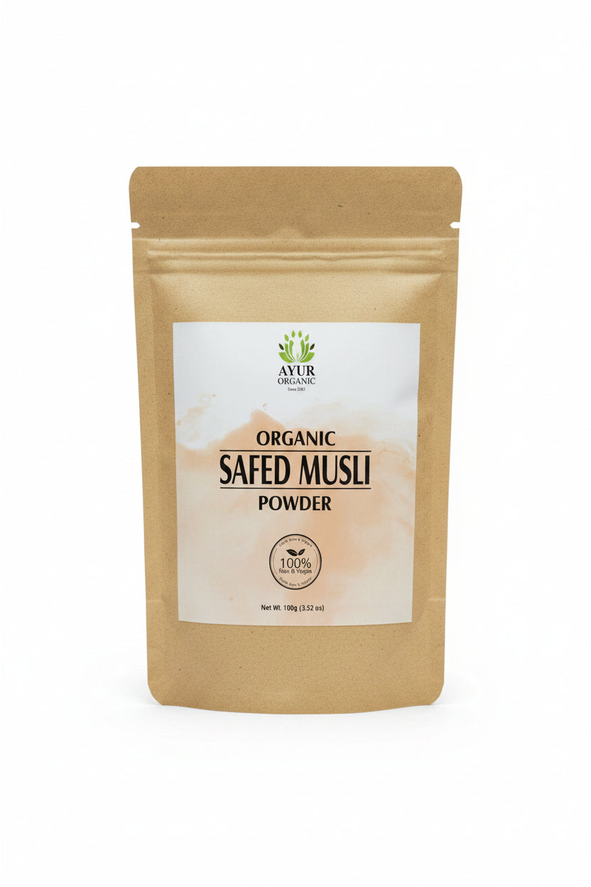 Safed Musli Powder Organic 100gm – organic Ayurvedic vitality and strength herb