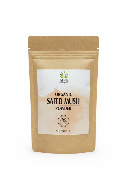 Safed Musli Powder Organic 100gm – organic Ayurvedic vitality and strength herb