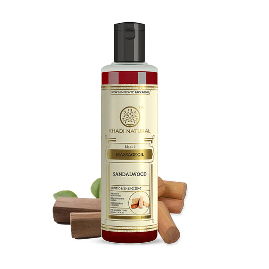 Khadi Natural Sandalwood Massage Oil | Paraben & Mineral Oil Free | 210 ml