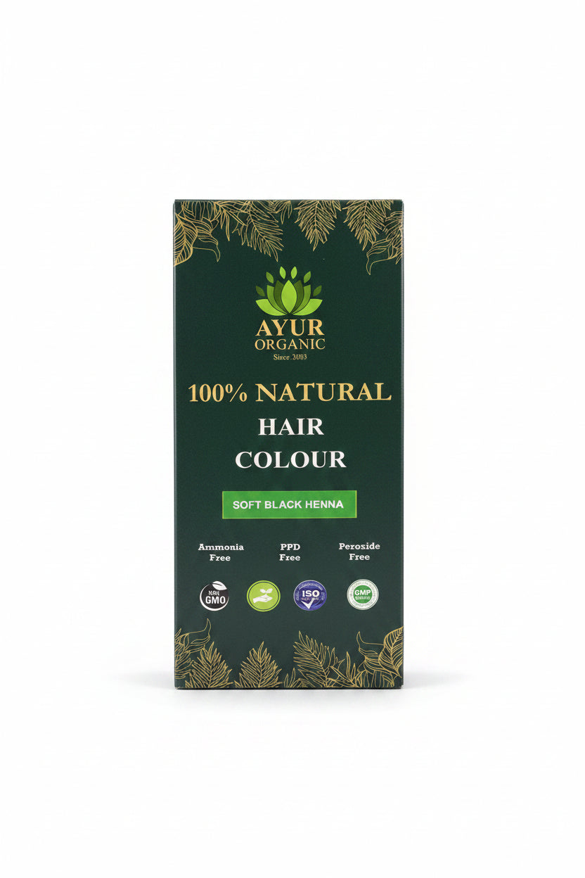 Natural Henna Hair Colour Soft Black – Organic Herbal Hair Dye | Ayur Organic