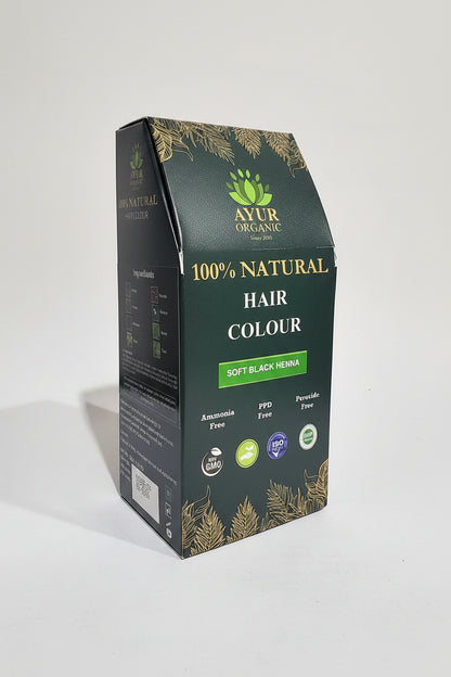 Natural Henna Hair Colour Soft Black – Organic Herbal Hair Colour | Ayur Organic