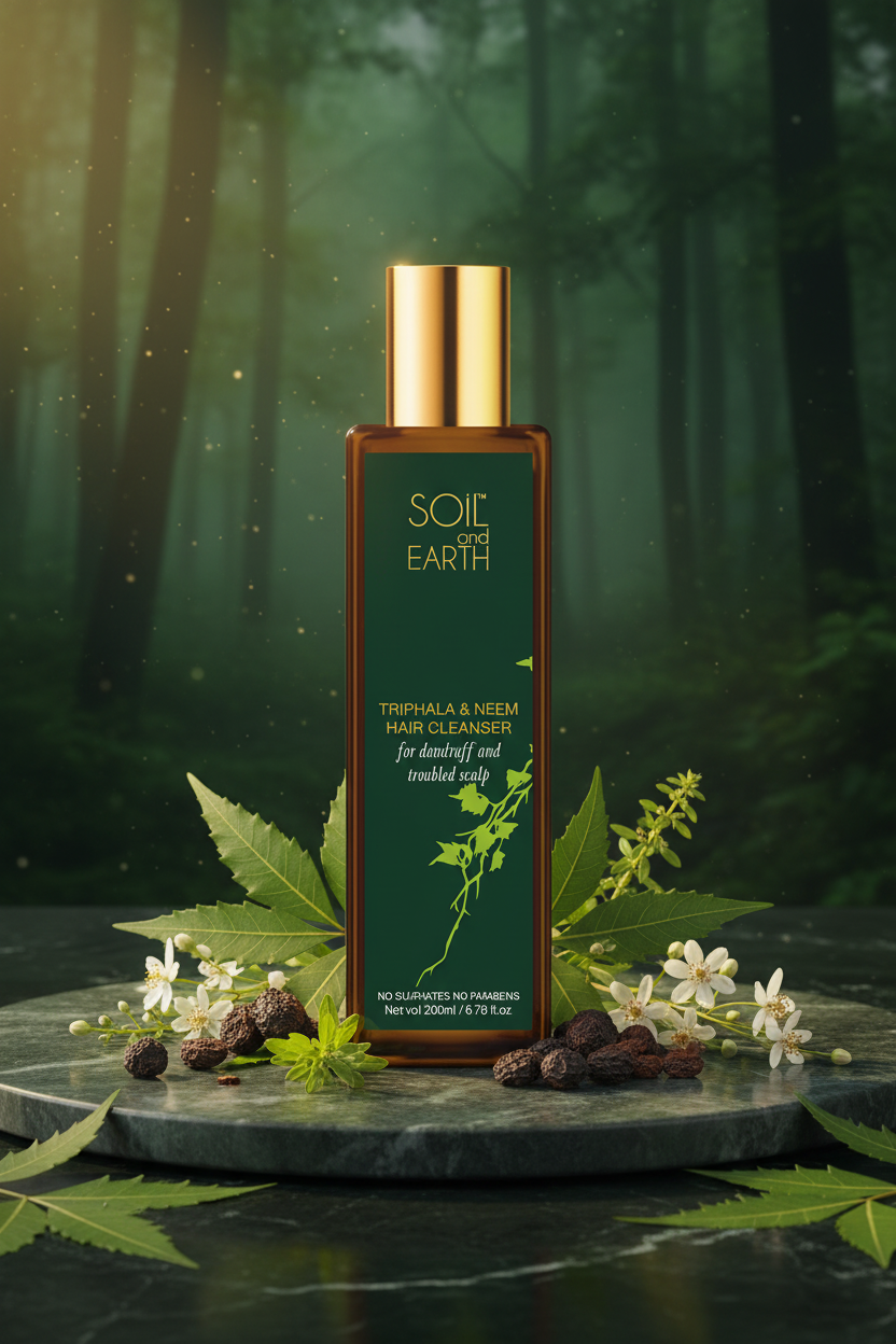 Triphala Neem Hair Cleanser – herbal cleanser for scalp purification and hair health