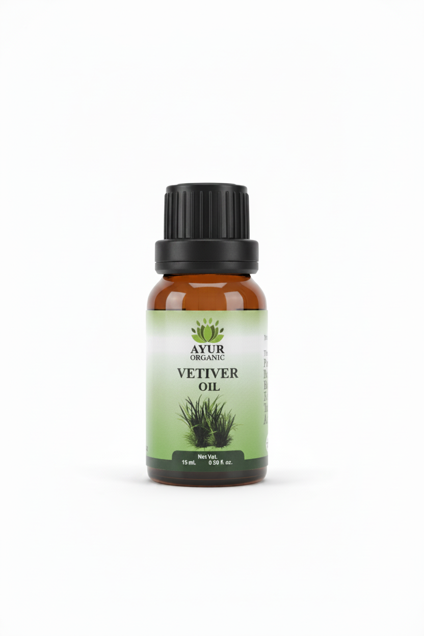 Vetivert Oil 15ml Organic – earthy essential oil for grounding and deep relaxation