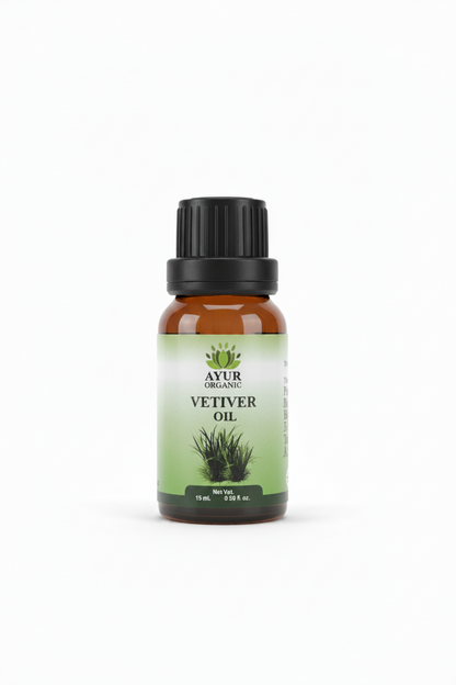 Vetivert Oil 15ml Organic – earthy essential oil for grounding and deep relaxation