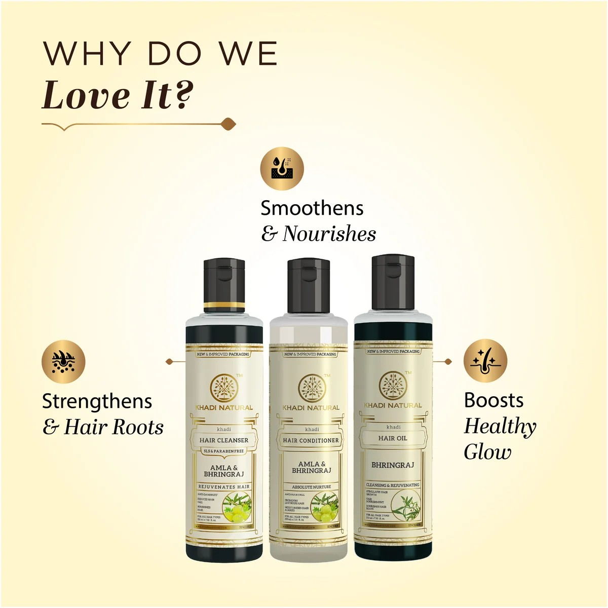 Khadi Natural Amla and Bhringraj hair care combo with cleanser, conditioner and oil for complete hair care