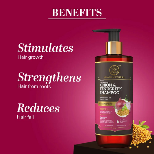 Khadi Natural Onion and Fenugreek Hair Cleanser enriched with botanical extracts for scalp nourishment